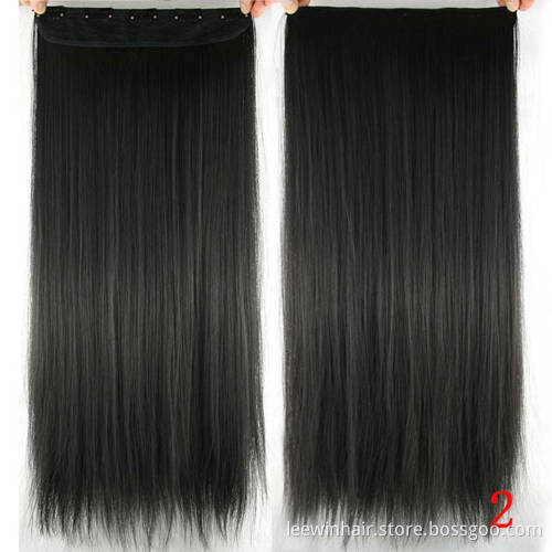 Straight 55Cm single color 5 clips in synthetic hair extension 100g-120g 5pcs/lot